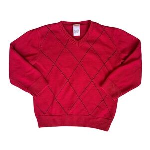 Gymboree 4T Boys red black diamond patterned pull over knit holiday sweater